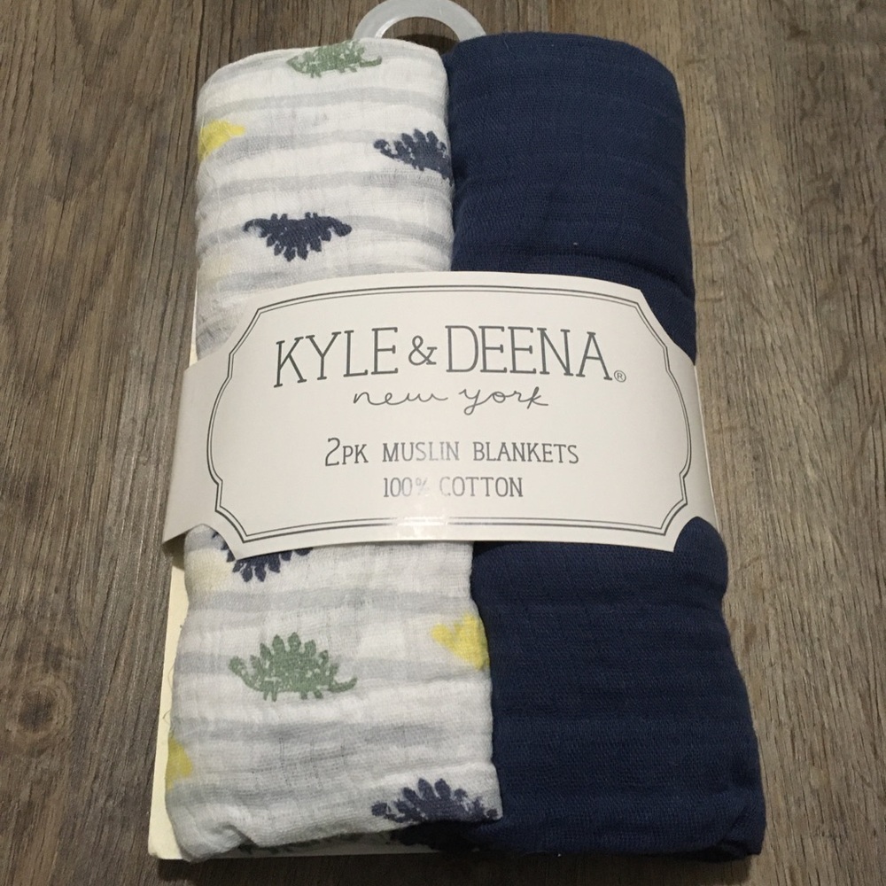 Kyle & Deena dinosaur cotton muslin blankets